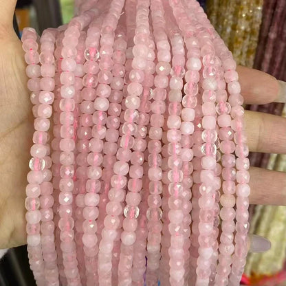 Cube Shape Rose Quartz Beads
