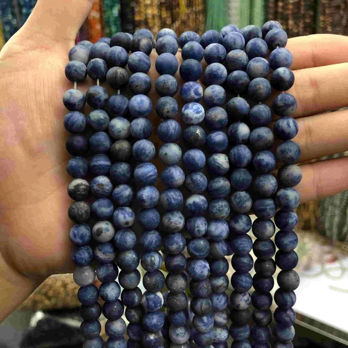 Matted Round Sodalite Beads