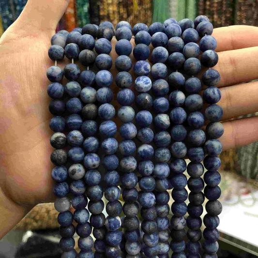 Matted Round Sodalite Beads