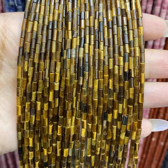 Tube Shape Tigers Eye Beads