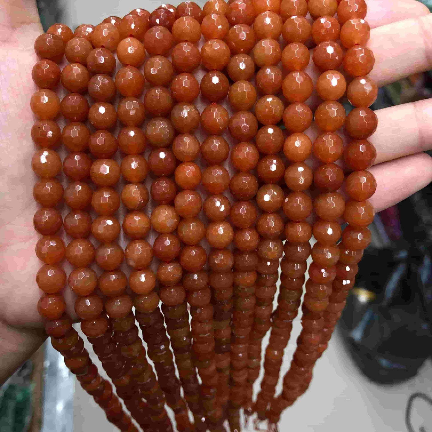 Round Faceted Beads Crystal/Quartz/Jasper/Agate 6mm 8mm 10mm