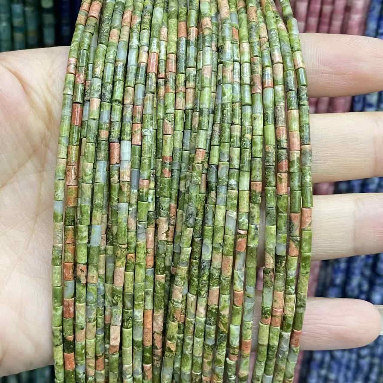 Cylindrical Tube Beads 2x4mm Quartz/Jasper/Agate/Crystal