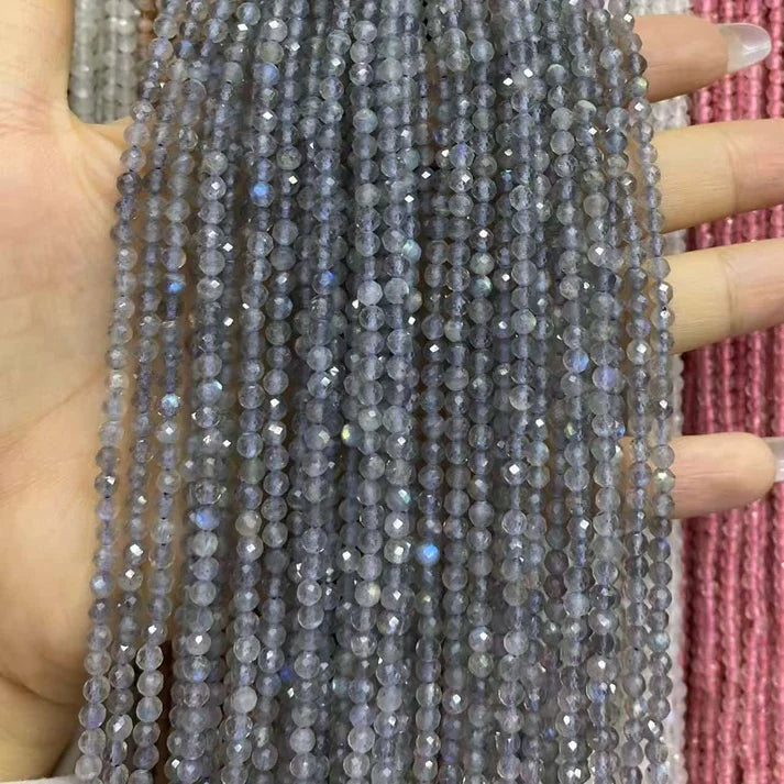 2mm 3mm 4mm Faceted Round Labradorite Beads