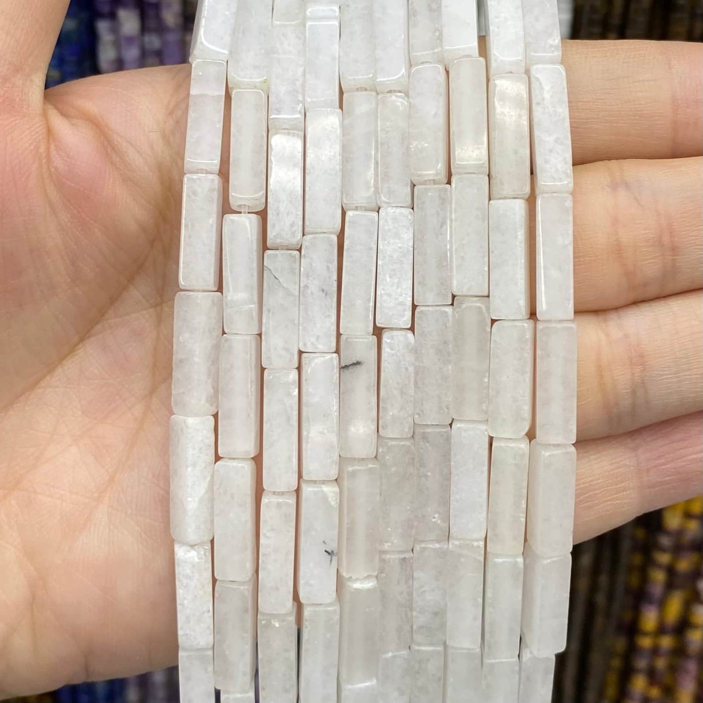 Square Tube Beads 4x13mm Quartz/Jasper/Agate/Crystal