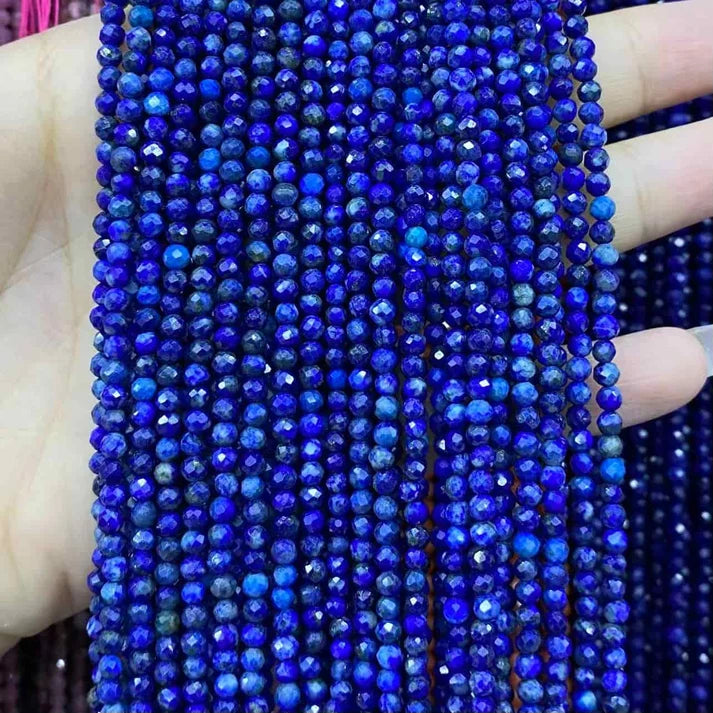 2mm 3mm 4mm Faceted Round Lapis Beads