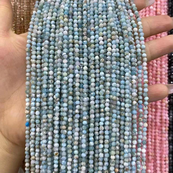 Larimar Tiny Faceted Round Beads 2mm 3mm 4mm