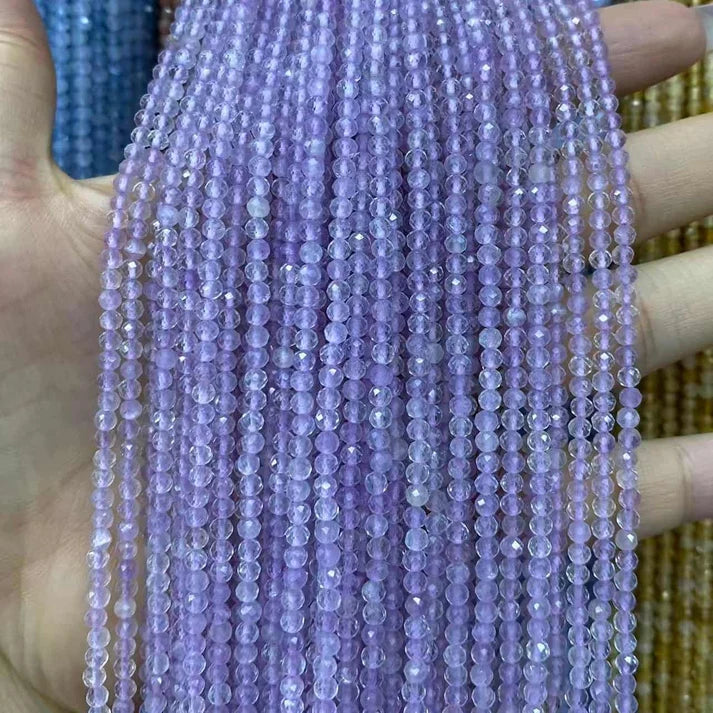Light Amethyst Tiny Faceted Round Beads 2mm 3mm 4mm
