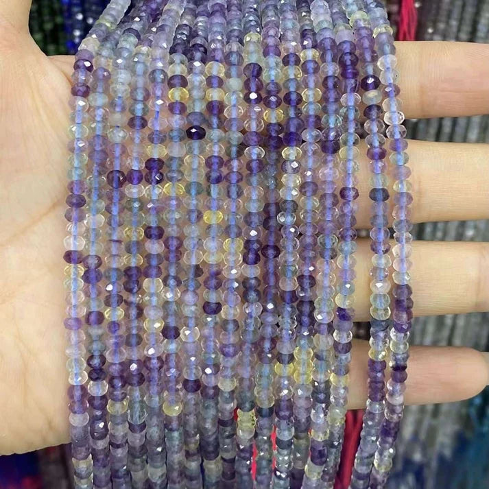 Faceted Rondelle Fluorite Beads