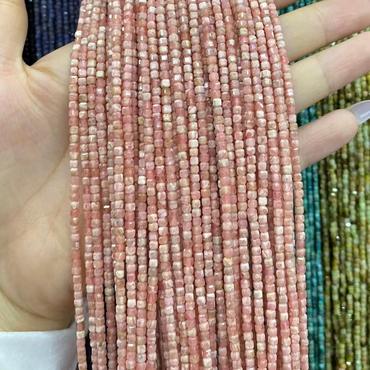 Tiny Square Faceted Beads 2-3mm Gemstone/Quartz/Jasper/Agate