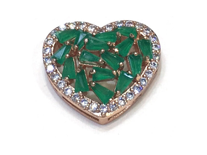 1PCS Brass Cubic Zirconia Heart Accessories