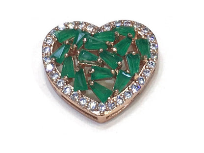 1PCS Brass Cubic Zirconia Heart Accessories