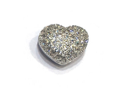 1PCS Brass Cubic Zirconia Heart Beads
