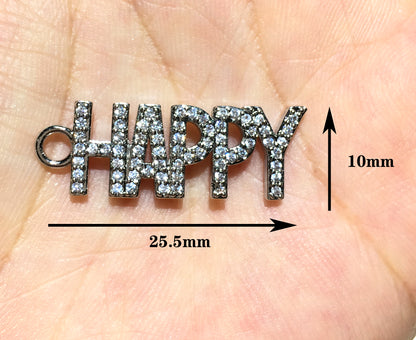 1PCS Brass Cubic Zirconia Vocabulary Slogan Charm