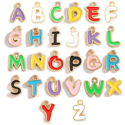 Colorful Alphabet Set Jewelry Making Findings Charm 8x12mm