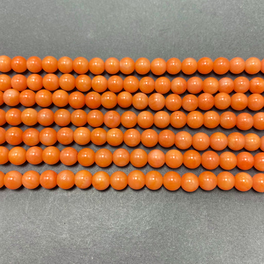 Round Orange Coral Beads