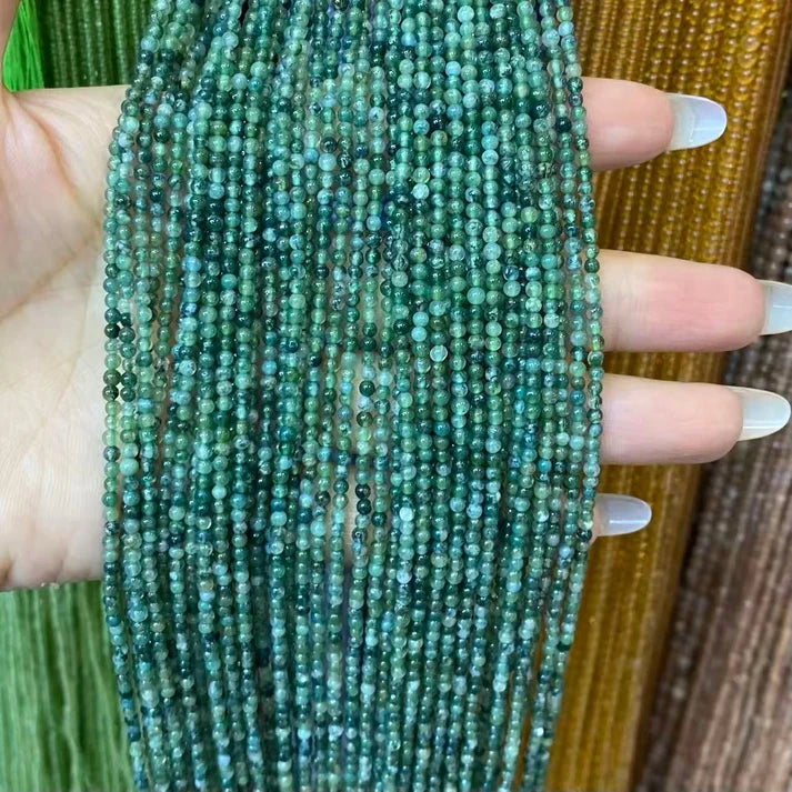Moss Agate Tiny Smooth Round Beads 2mm 3mm 4mm