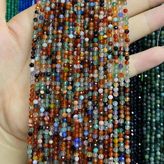 Mix Agate Tiny Faceted Round Beads 2mm 3mm 4mm