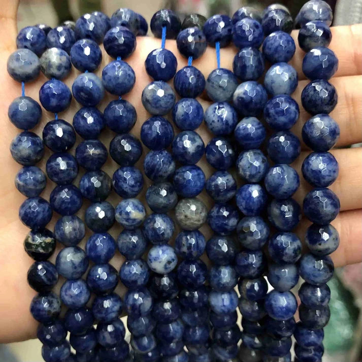Faceted Round Sodalite Beads