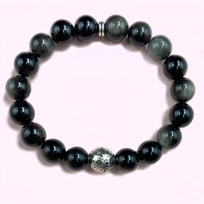 Silver Obsidian with Moon for Weight Loss Crystal Bracelet