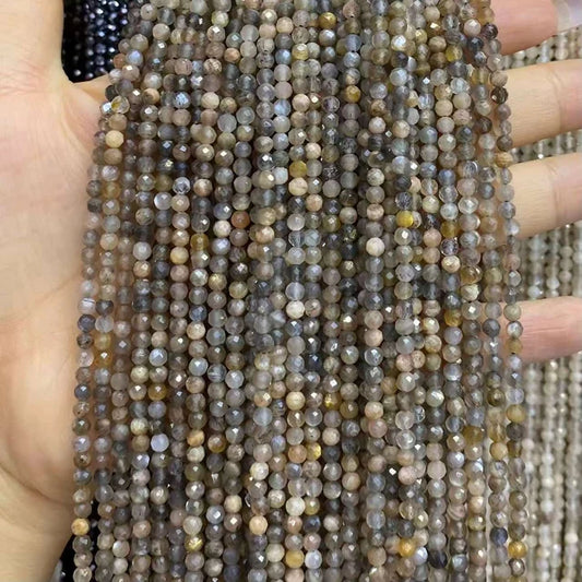Mix Moonstone Tiny Faceted Round Beads 2mm 3mm 4mm