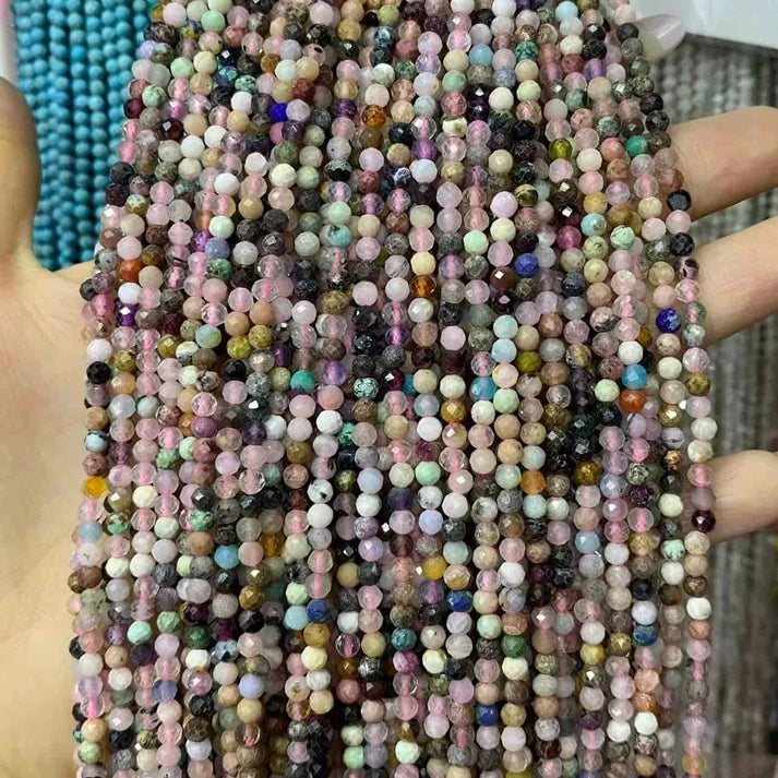 Mix Stone Tiny Faceted Round Beads 2mm 3mm 4mm