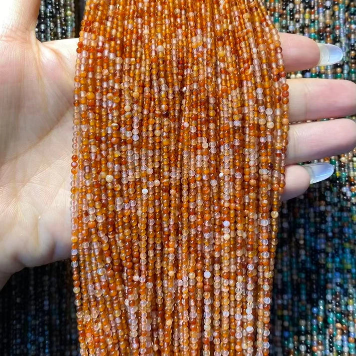 Orange Agate Tiny Smooth Round Beads 2mm 3mm 4mm