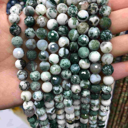 Round Faceted Beads Crystal/Quartz/Jasper/Agate 6mm 8mm 10mm