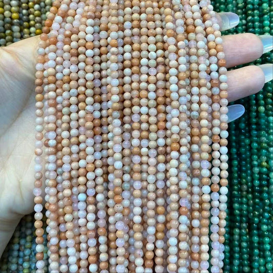 Peach Stone Tiny Smooth Round Beads 2mm 3mm 4mm
