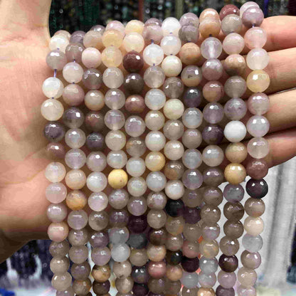 Round Faceted Beads Crystal/Quartz/Jasper/Agate 6mm 8mm 10mm