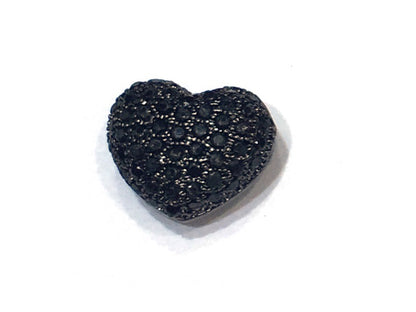 1PCS Brass Cubic Zirconia Heart Beads