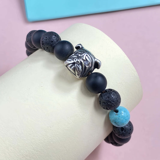 BullDog with Onyx for Protection and Apotropaic Crystal Bracelet