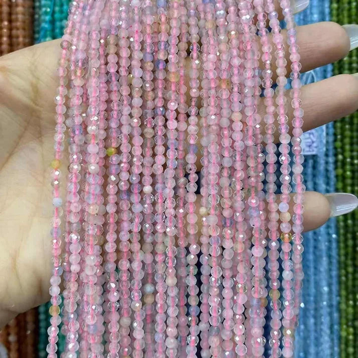 Morganite Tiny Faceted Round Beads 2mm 3mm 4mm