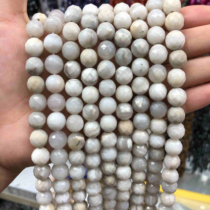 Round Faceted Beads Crystal/Quartz/Jasper/Agate 6mm 8mm 10mm