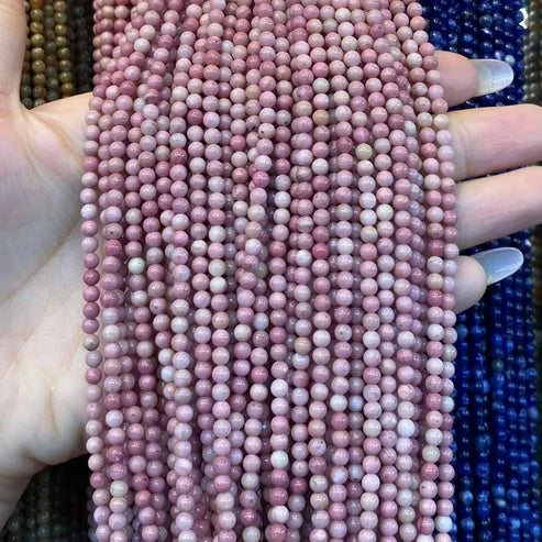 Pink Rhodonite Tiny Smooth Round Beads 2mm 3mm 4mm