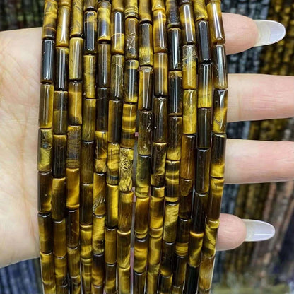 Tube Shape Tigers Eye Beads