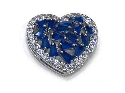 1PCS Brass Cubic Zirconia Heart Accessories
