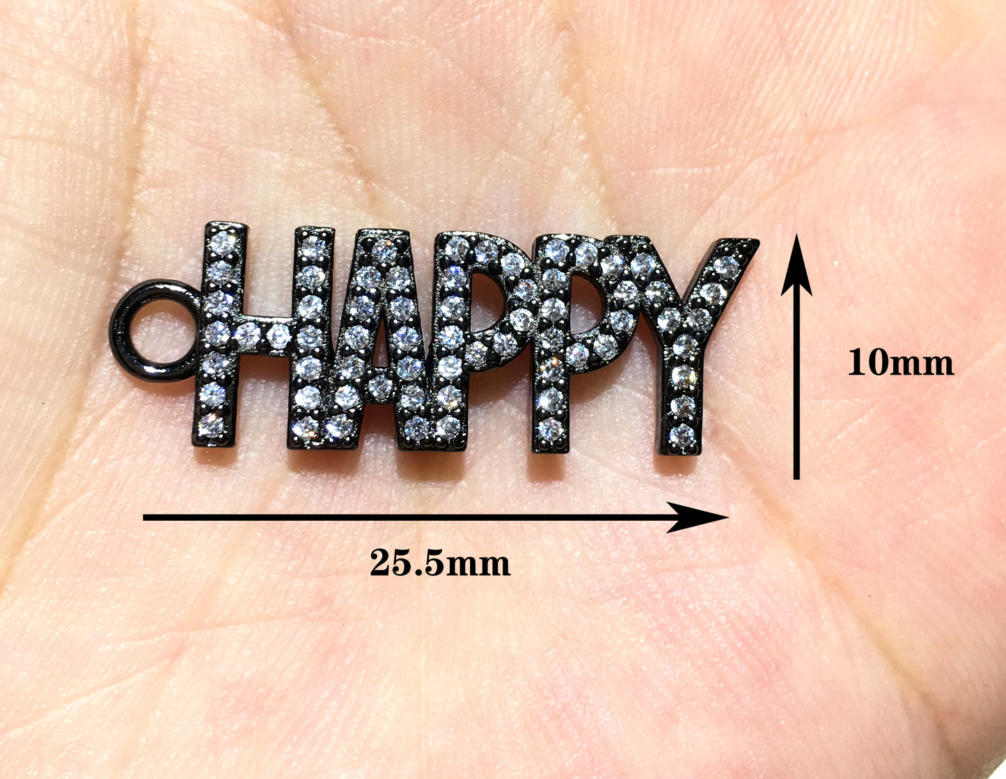 1PCS Brass Cubic Zirconia Vocabulary Slogan Charm