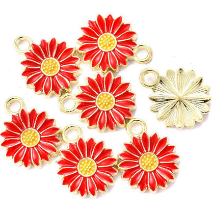 10PCS Colorful Flower Jewelry Making Findings Charm 14x14mm