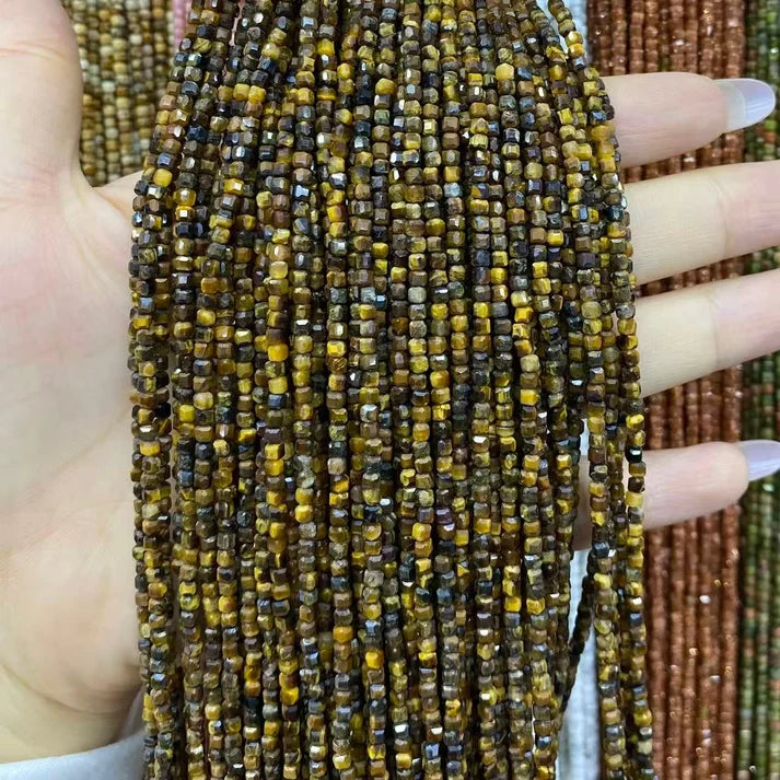 Cube Shape Tigers Eye Beads