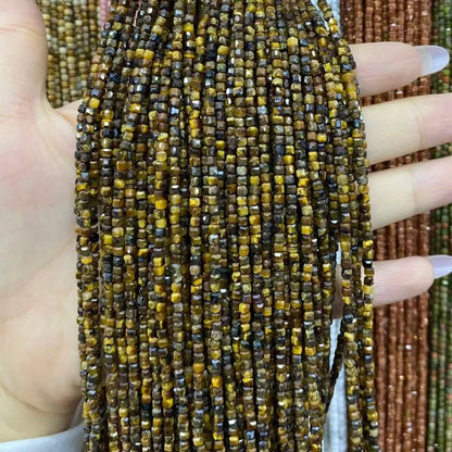 Cube Shape Tigers Eye Beads
