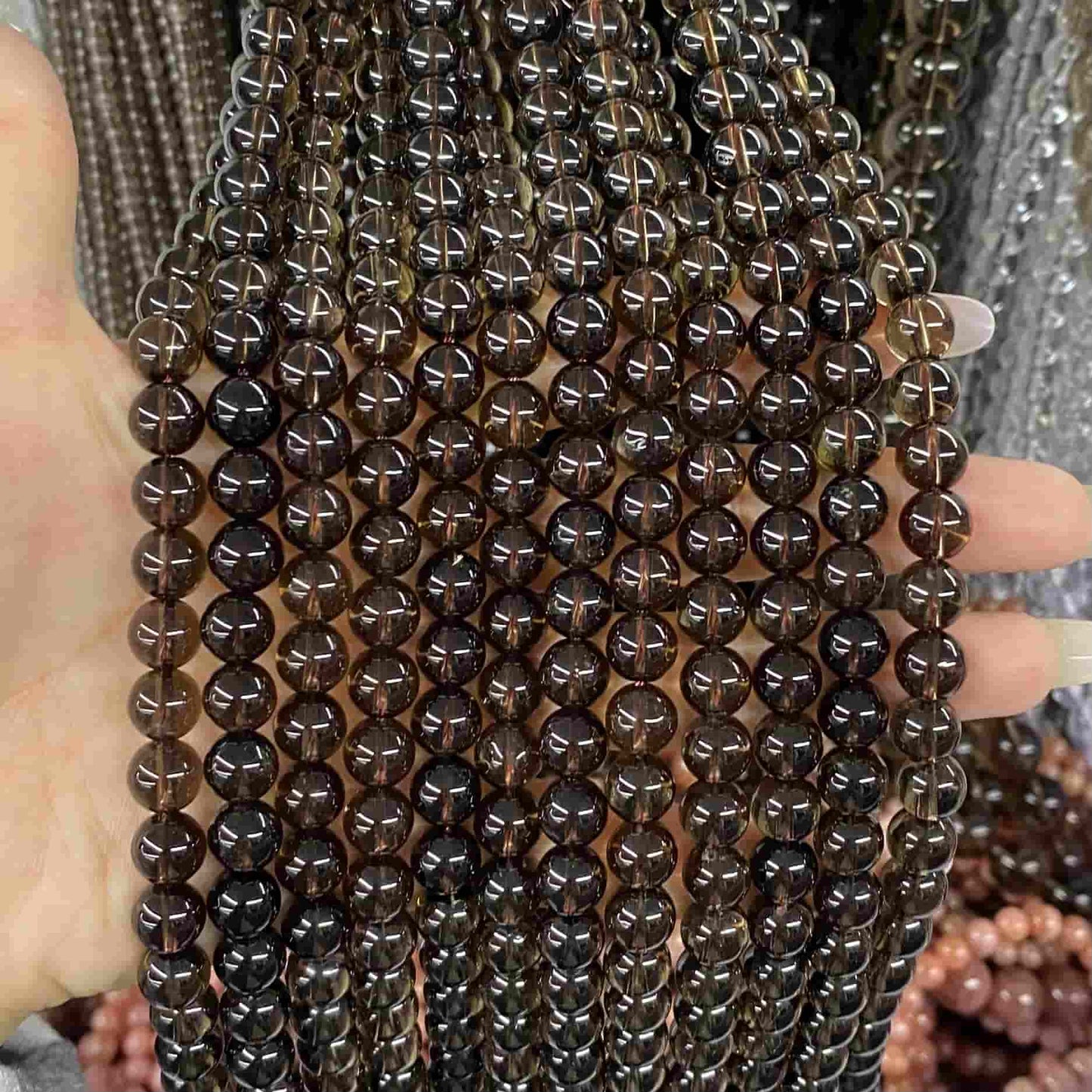 High-Quality Gemstone & Crystal Round Smooth Beads 4mm 6mm 8mm 10mm