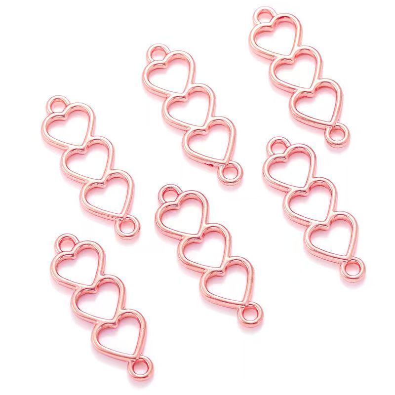 30PCS Triple Heart Connector for Jewelry Making Findings 8x24mm