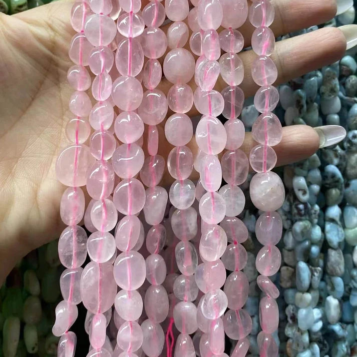 Nugget Shape Rose Quartz Beads