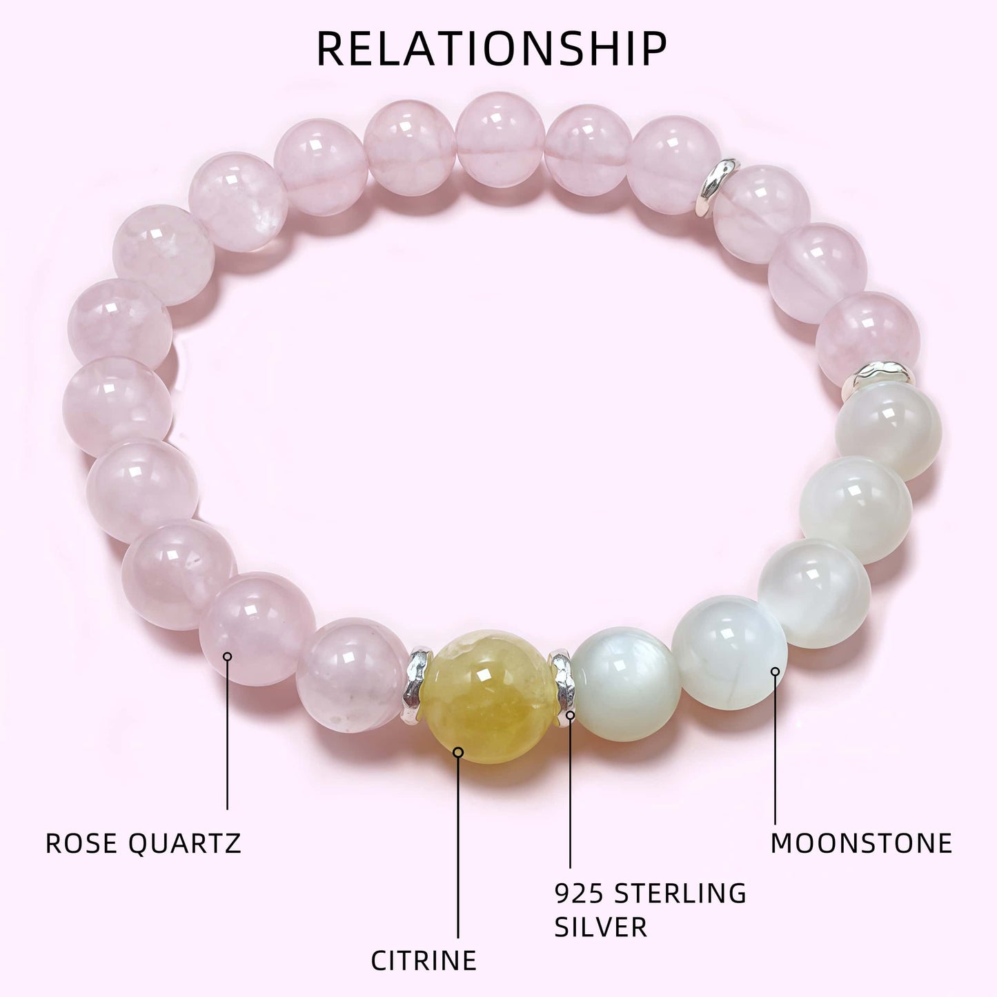Multi Rose Quartz Crystal Bracelet for Love and Relationship