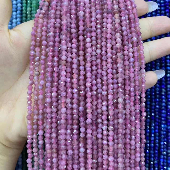 Pink Tourmaline Tiny Faceted Round Beads 2mm 3mm 4mm