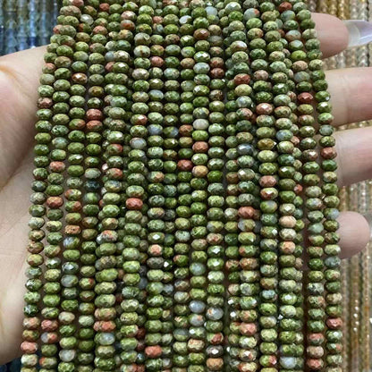 Faceted Rondelle Beads 2x3mm 3x4mm Gemstone/Quartz/Jasper/Agate