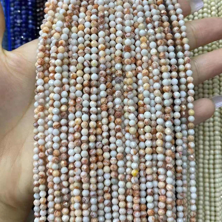 Pink Web Stone Tiny Faceted Round Beads 2mm 3mm 4mm
