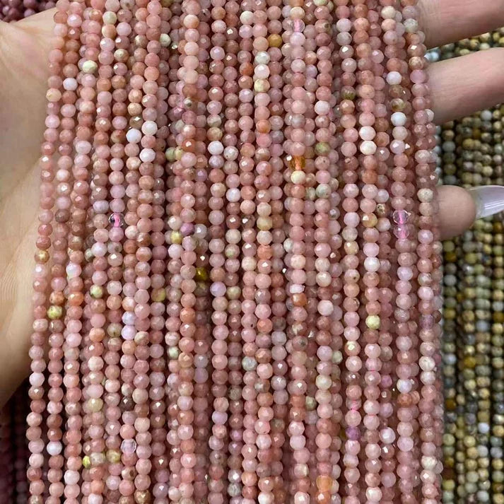 Plum Blosson Jasper Tiny Faceted Round Beads 2mm 3mm 4mm