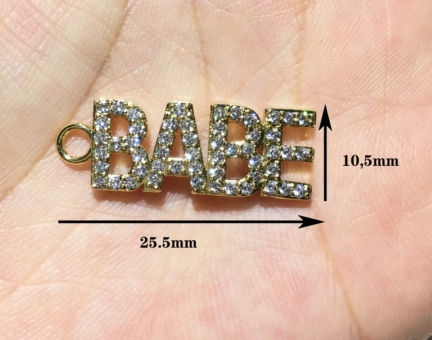1PCS Brass Cubic Zirconia Vocabulary Slogan Charm