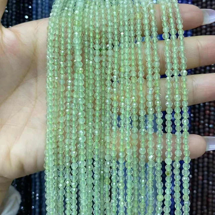 Prehnite Tiny Faceted Round Beads 2mm 3mm 4mm